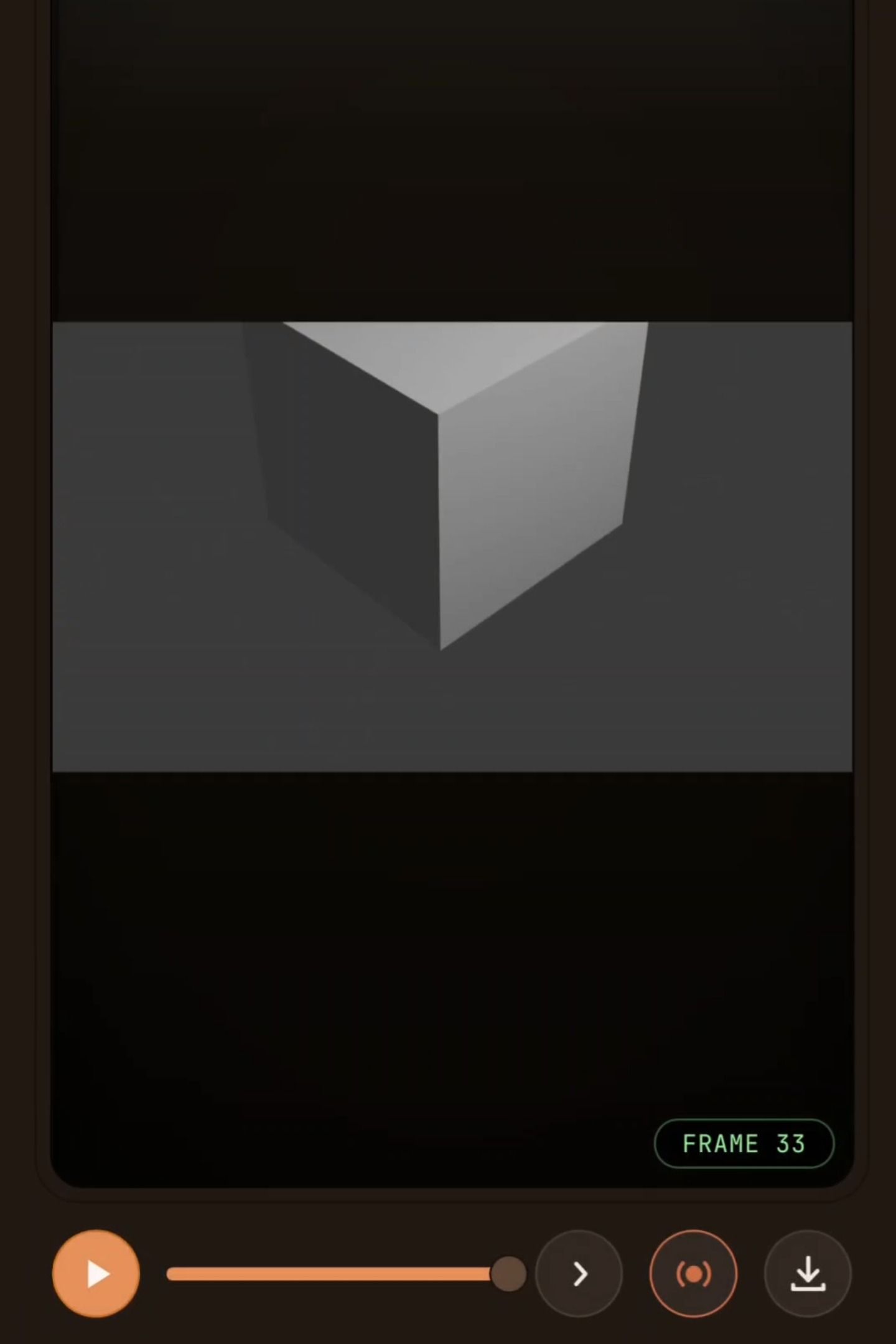 Live preview of frame 33 with play, scrub and download controls