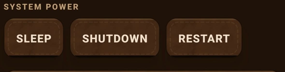 Remote sleep, shutdown and restart controls in the app